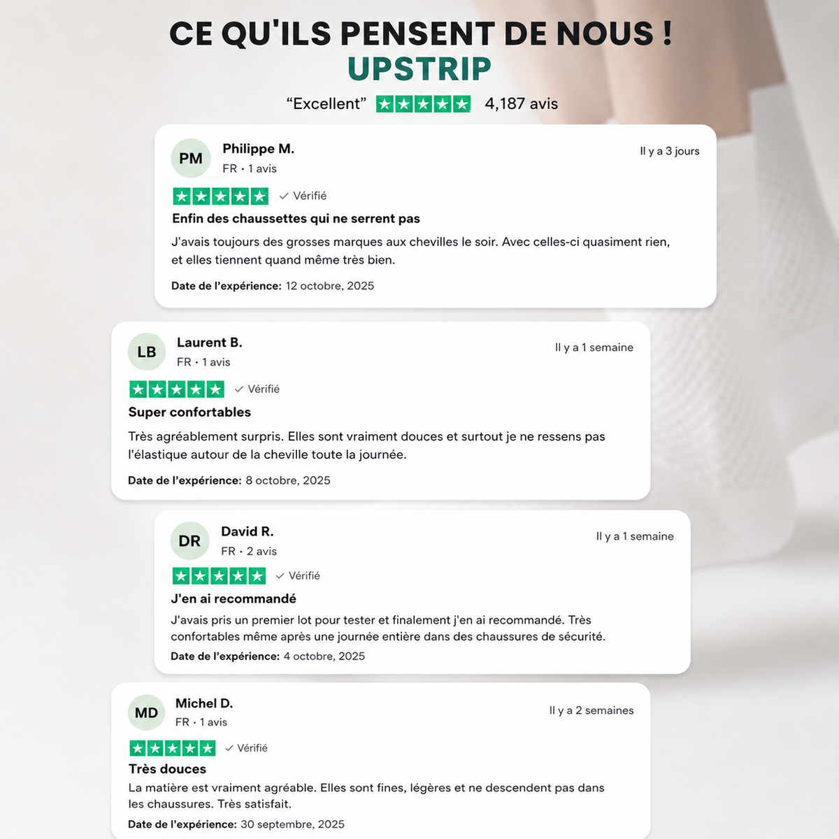 CHAUSSETTES UPSTRIP MI-HAUTES EN FIBRE DE BAMBOU PREMIUM